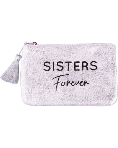 Petite pochette LOL argent pailletée Sisters Forever et pompon