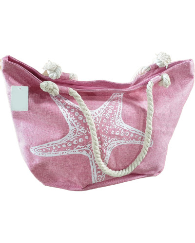 Sac de plage rose étoile de mer blanche