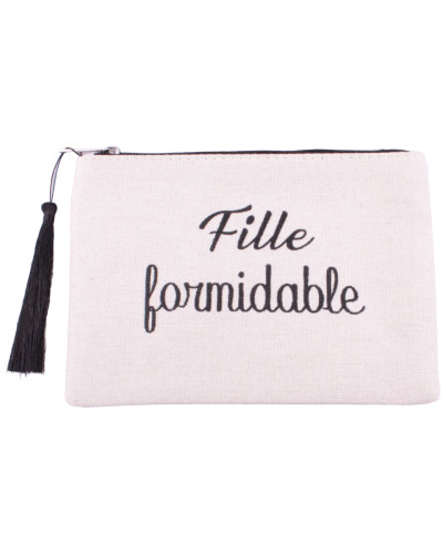 Pochette LOL beige pailletée Fille formidable noir et pompon