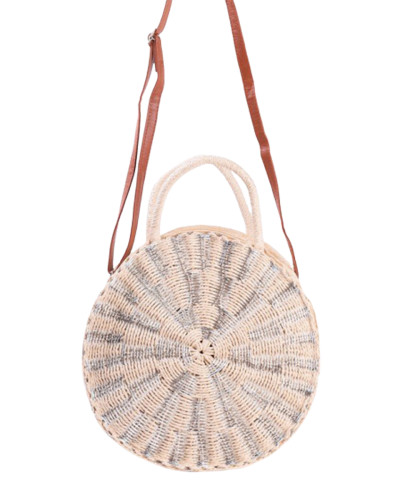 Sac en paille beige et argent Horolia