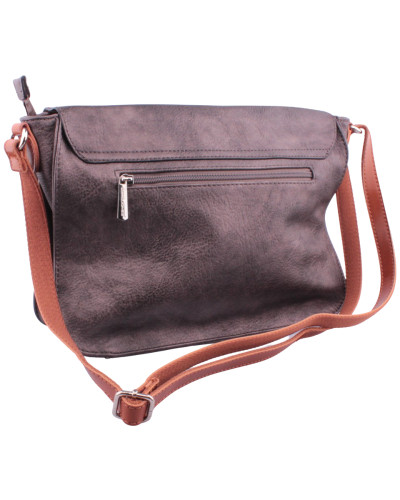 Sac bandoulière cartable bronze et camel