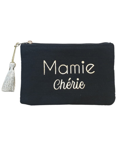 Pochette noire LOL Mamie Chérie et pompon-Or