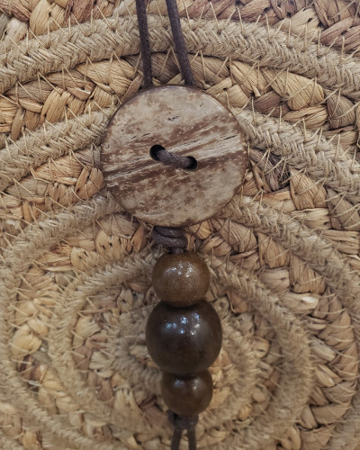 Sac paille tress e bandouli re rond perles de bois Georgia