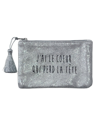 Petite pochette brillante j'ai le coeur qui perd la tête