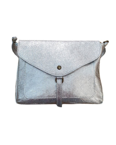 Sac à main femme bandoulière cuir metallisé Théana