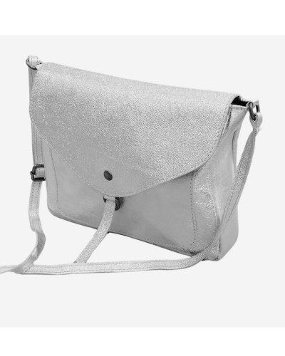 Sac à main femme bandoulière cuir metallisé Théana