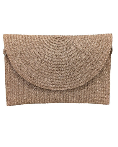 Pochette femme papier tissé rose gold