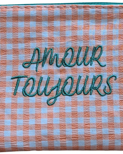 Petite pochette Amour Toujours à carreaux