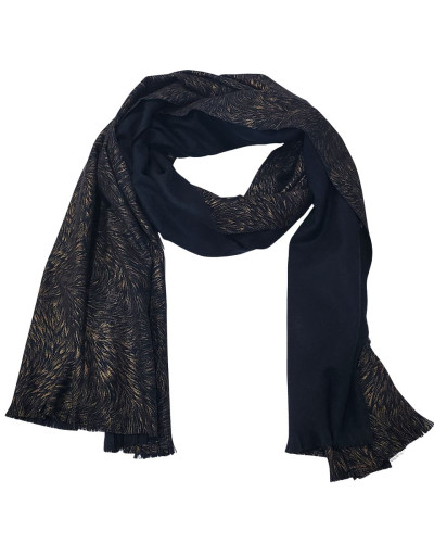 Echarpe femme noire motifs bronzes