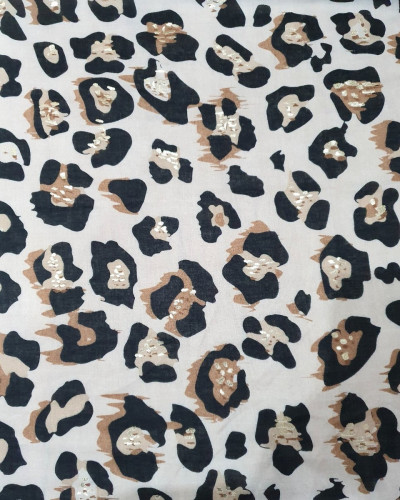 Foulard femme imprimé léopard et dorures