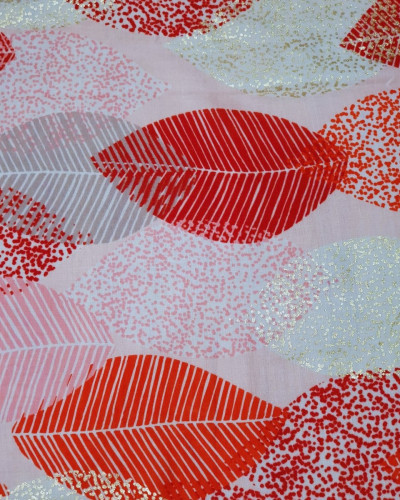 Foulard femme feuilles et dorures