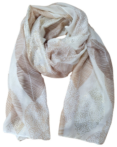 Foulard femme feuilles et dorures