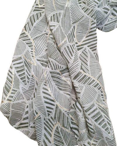 Foulard femme feuilles rayées et dorures