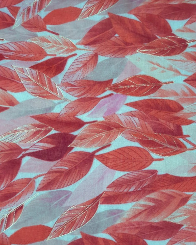 Foulard femme feuilles et dorures Erynn