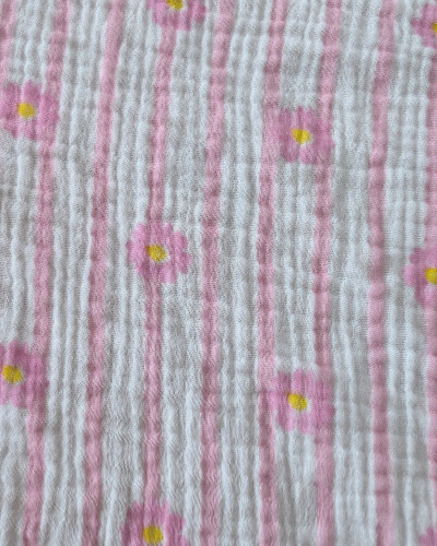 Foulard femme pointe rayures et fleurs