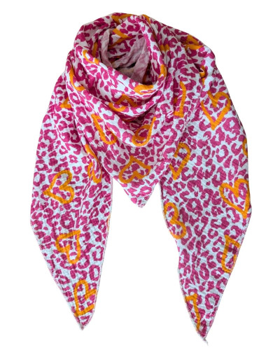 Foulard femme pointe léopard et cœur