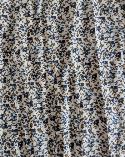 Foulard femme coton bleu marine à motif floral