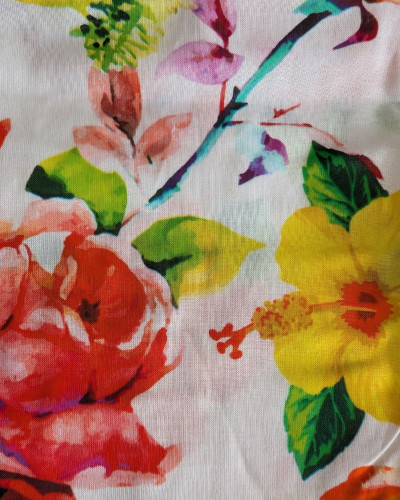 Foulard femme coton fleurs et papillons