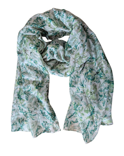 Foulard femme fleuri et dorures Cléophée