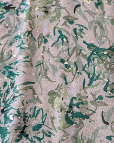 Foulard femme fleuri et dorures Cléophée