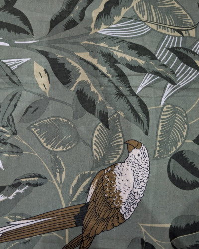 Foulard femme feuillages et perroquets