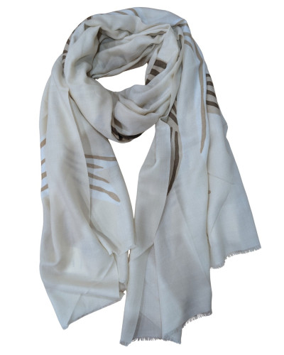 Foulard femme noeuds rayés camels