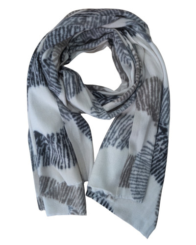 Echarpe femme beige motifs noirs gris taupes Laurine