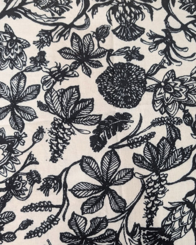 Echarpe femme beige motifs fleuris Nadège