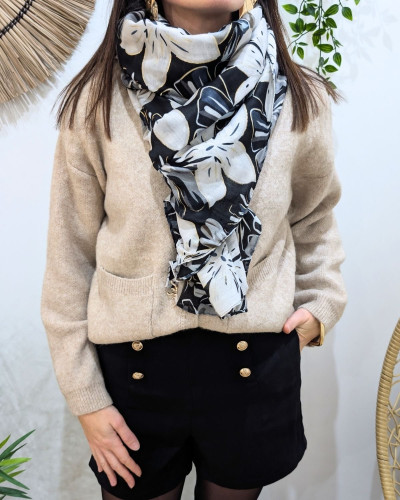 Echarpe femme fleurs et dorures Ilyssa