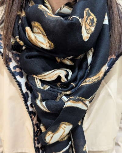 Echarpe femme fleurie et dorures Marilou