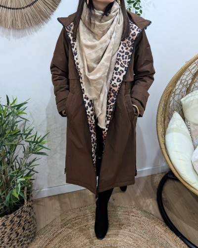 Echarpe motifs léopard liserés brillants