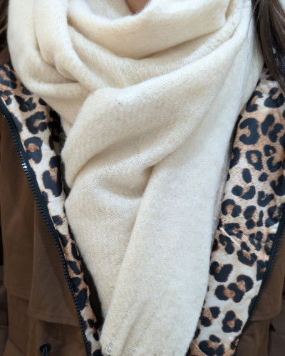 Echarpe unie sequins et liserés dorés et franges