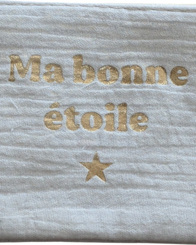 Petite pochette coton 10.5 X 16.5 cm ma bonne étoile doré