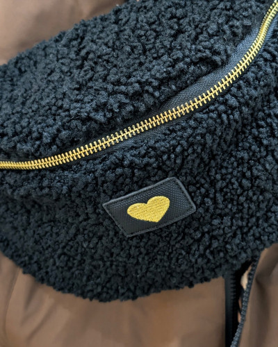 Sac banane moumoute femme coeur doré brodé