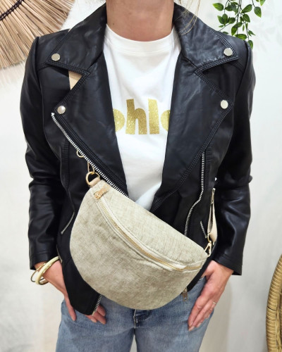 Sac banane femme velours chiné