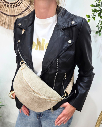 Sac banane femme velours chiné