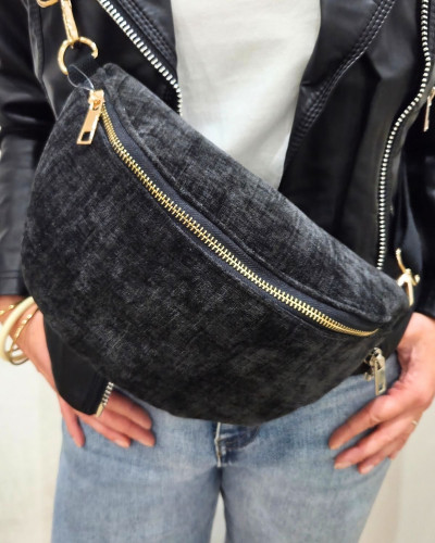 Sac banane femme velours chiné