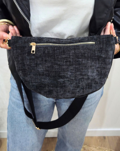 Sac banane femme velours chiné