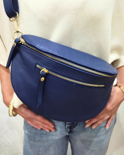 Sac banane cuir femme double zip Saphora