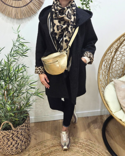 Sac banane cuir femme double zip Saphora