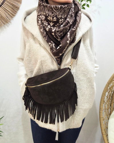 Sac banane cuir femme à franges