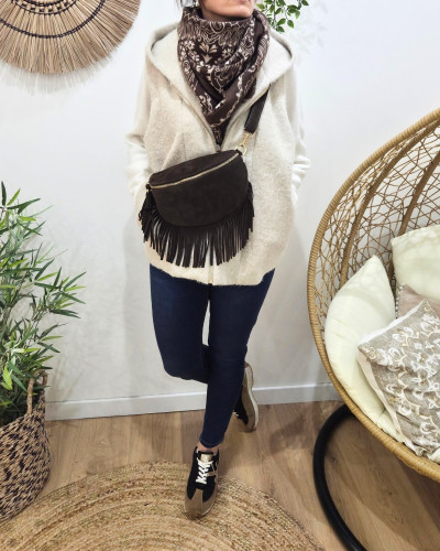 Sac banane cuir femme à franges