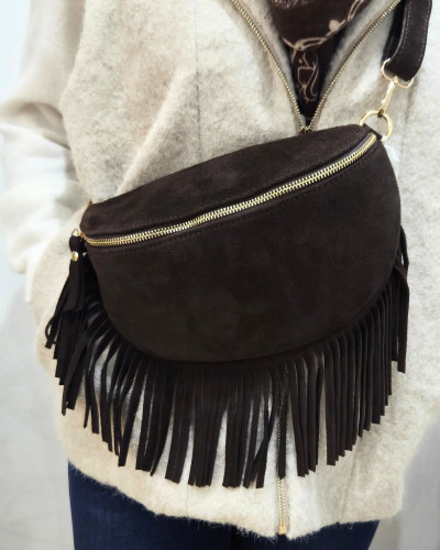 Sac banane cuir femme à franges