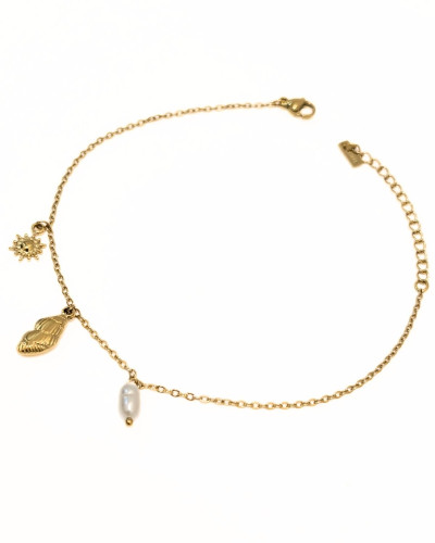 Chaine de cheville acier doré Embla