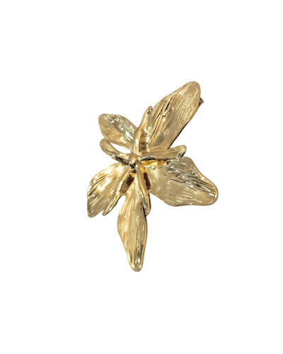 Broche acier doré fleur de lys