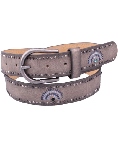 Ceinture beige dorée éventails bleus à strass