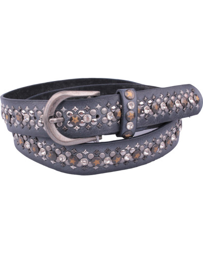 Ceinture bleue strass et clous étoilés