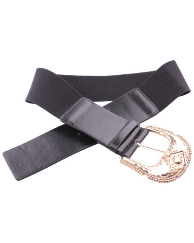 Ceinture élastique noire boucle carrée dorée