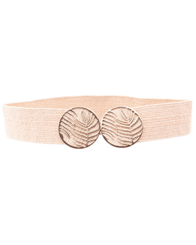 Ceinture élastique beige à double boucle feuille dorée 