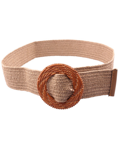 Ceinture élastique couleur ficelle boucle ronde camel